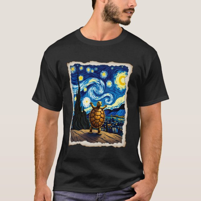 Artistic Turtle Shirt  Starry Night Turtle (3) T (Framsida)