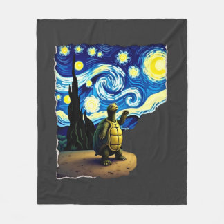 Artistic Turtle Shirt  Starry Night Turtle (4) Fleecefilt