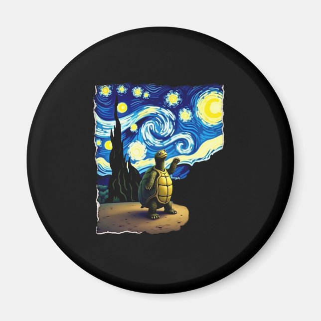 Artistic Turtle Shirt  Starry Night Turtle (4) Magnet (Framsidan)