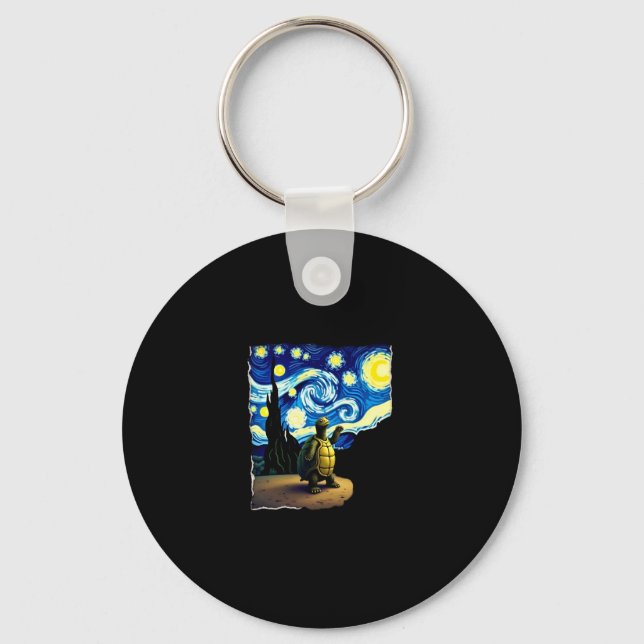 Artistic Turtle Shirt  Starry Night Turtle (4) Nyckelring (Framsida)