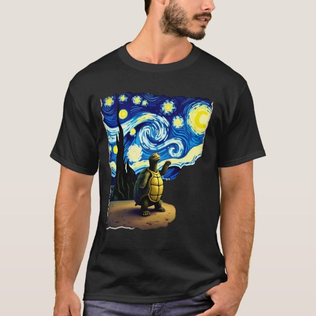 Artistic Turtle Shirt  Starry Night Turtle (4) T (Framsida)