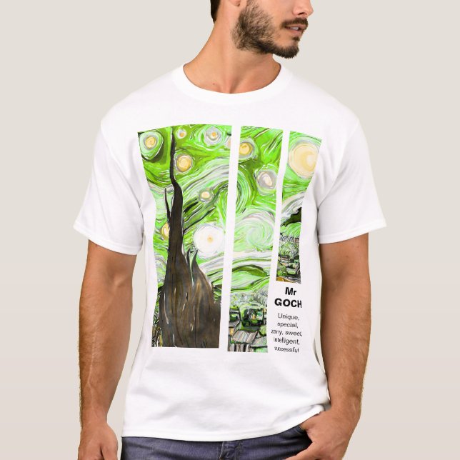 Artistic Van Gogh Broken Green Pink T Shirt (Framsida)