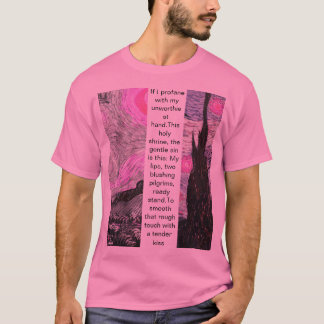 Artistic Van Gogh Broken Paint Pink T Shirt