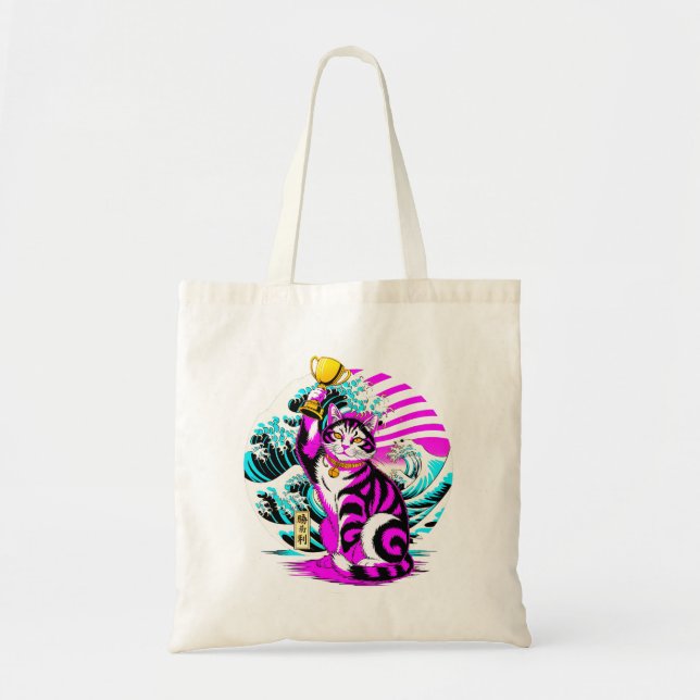 Artistic Victory Cat - Japanese Art Lover Gift Tygkasse (Framsidan)