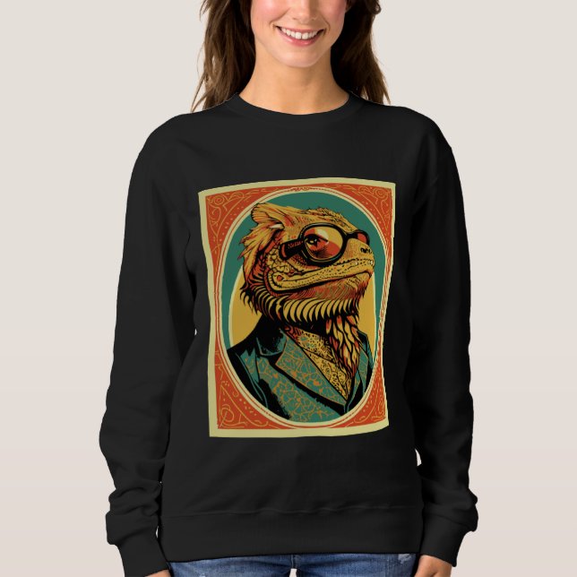 Artistic Vintage Bearded Dragon Sunglasses & Suit  T Shirt (Framsida)