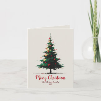 Artistic Watercolor Abstract Christmas Tree Helgkort