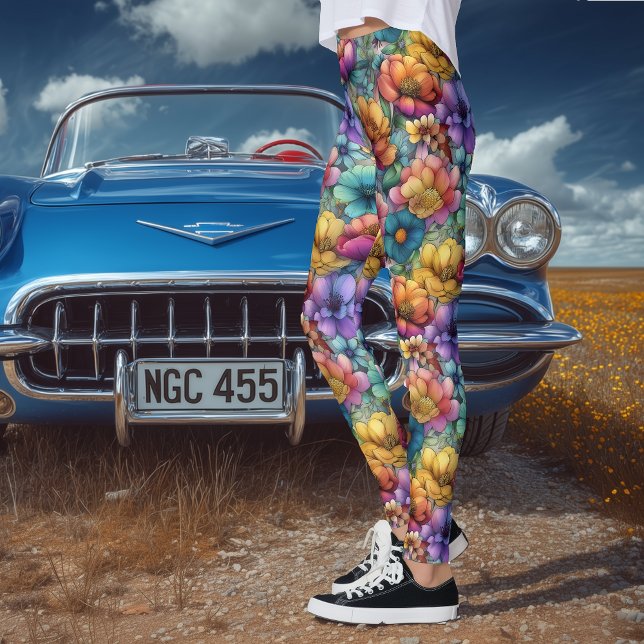 Artistic Watercolor Floral Leggings (Skapare uppladdad)