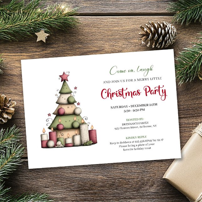 Artistic whimsical Christmas tree party invitation Inbjudningar (Artistic whimsical Christmas tree party invitation)