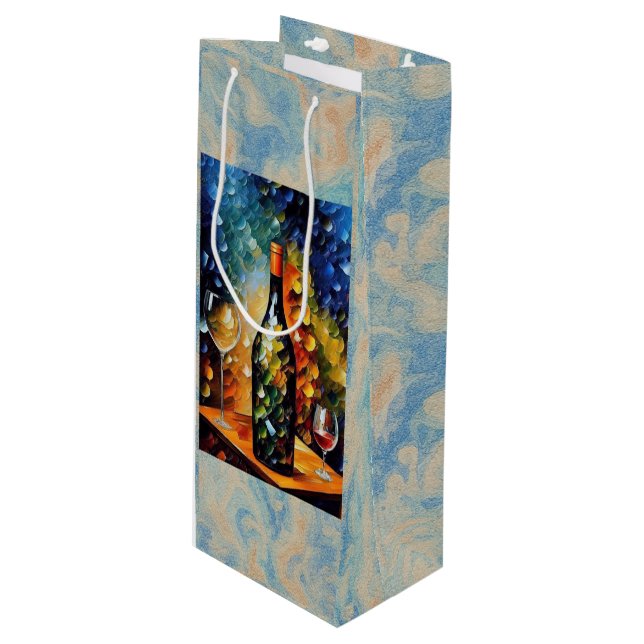 Artistic Wine Gift Bag – City Night Design (Framsidan Vinklad)