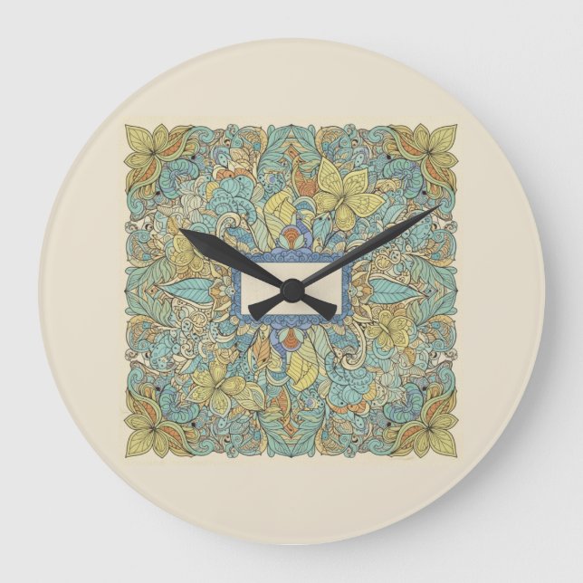 Artistic Zentangle Mandala Wall Clock Stor Klocka (Framsida)