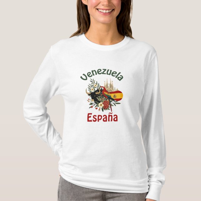  artística Venezuela España – orgullo bicultural T Shirt (Framsida)