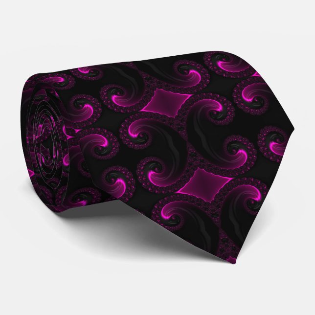 Artistisk fractal Art i kvällsgryning Magenta Slips (Rullad)