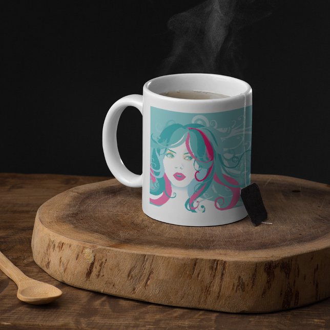 Artistisk kvinnlig illustration kaffemugg (Skapare uppladdad)
