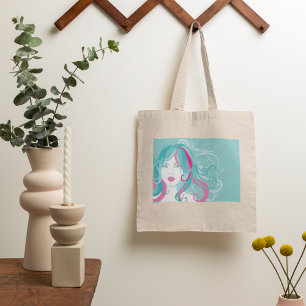 Artistisk kvinnlig illustration tygkasse