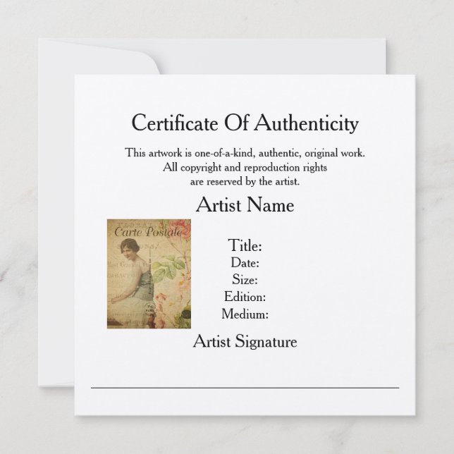 Artistmall för certifikatautentisering (Framsida)
