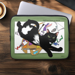 Artists svarta katt laptop fodral