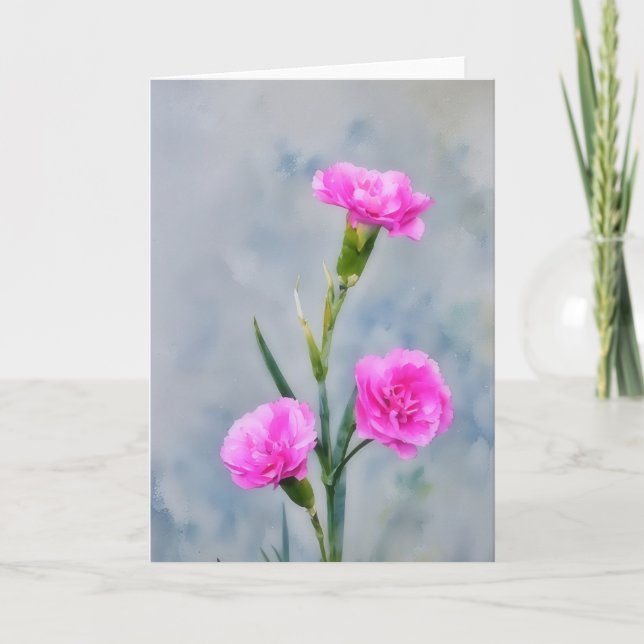 Artkort med tre Rosor Carnation Flowers Kort (Framsida)
