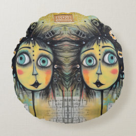 ArtLady 12 Charmerande och slitna Rund Kudde