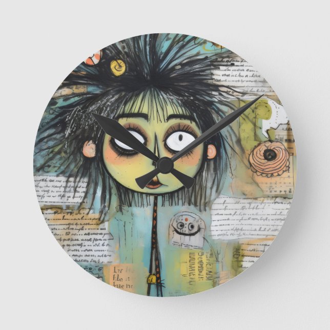 ArtLady 18 Charming och bedrövad Rund Klocka (Framsida)