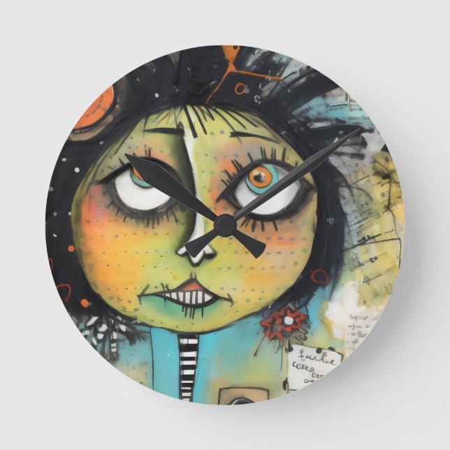 ArtLady 19 Charming och bedrövad Rund Klocka (Framsida)