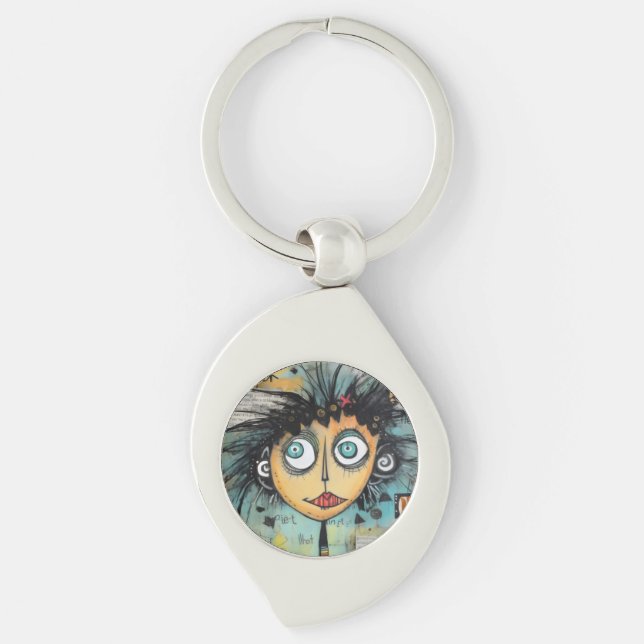 ArtLady 21 Charming och bedrövad Swirl Silverfärgad Nyckelring (Framsidan)