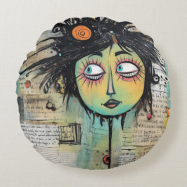 ArtLady 27 Charmerande och slitna Rund Kudde