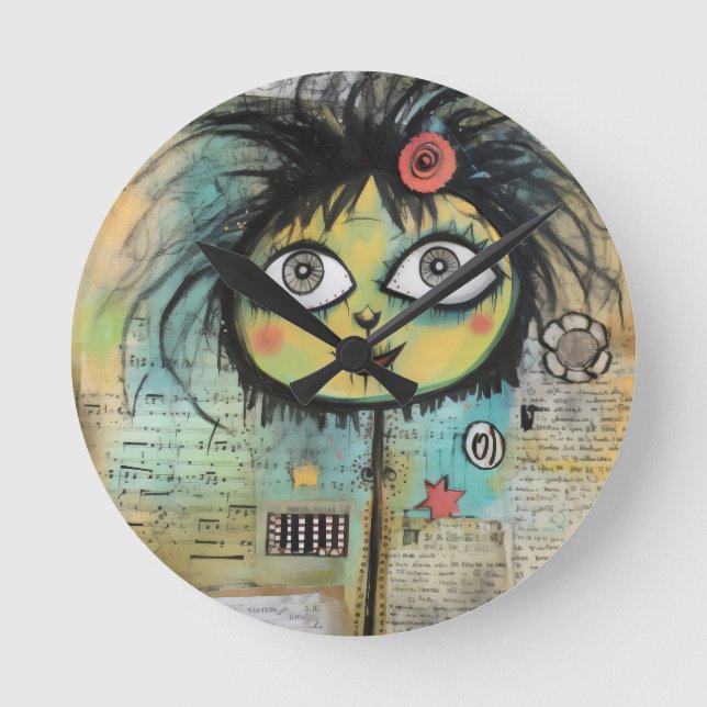 ArtLady 4 Charmerande och förfallen Rund Klocka (Framsida)