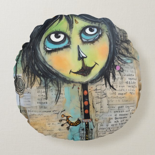 ArtLady 5 Charmerande och slitna Rund Kudde (Framsidan)