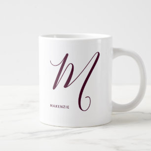 Artly Monogramme Burgundy Brev M White Jumbo Mugg