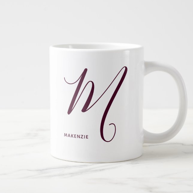 Artly Monogramme Burgundy Brev M White Jumbo Mugg (Höger)