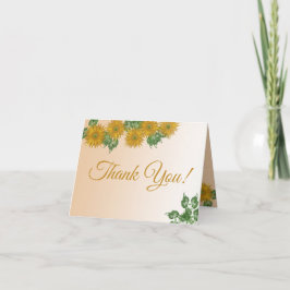 Artmall för Rustic Golden Gult Greenery Blommigt  Tack Kort