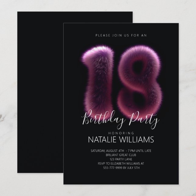 Artonde födelsedag inbjudningar (Fram/baksida)