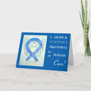 Artrit Awareness Blue Ribbon Greeting Card Kort