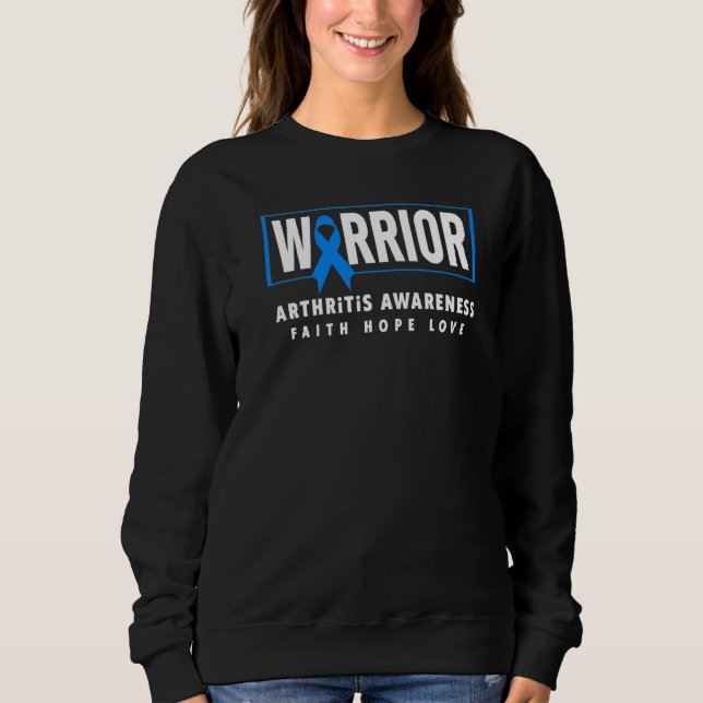 Artrit Warrior Blue Ribbon Arthritis Awareness T Shirt (Framsida)