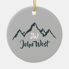 Artritat bergsområde, anpassbart monogram julgransprydnad keramik