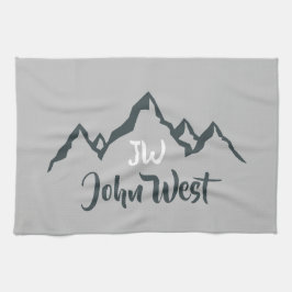 Artritat bergsområde, anpassbart monogram kökshandduk