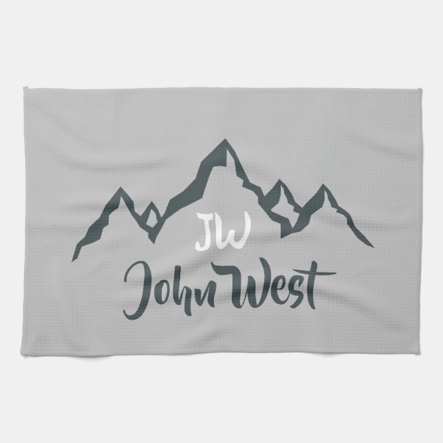 Artritat bergsområde, anpassbart monogram kökshandduk (Horisontell)