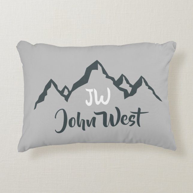 Artritat bergsområde, anpassbart monogram prydnadskudde (Framsidan)