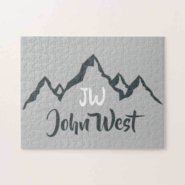 Artritat bergsområde, anpassbart monogram pussel (Horisontell)