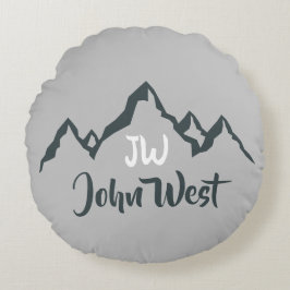 Artritat bergsområde, anpassbart monogram rund kudde