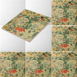 Arts & Crafts Birds & Flowers Mönster av Voysey Kakelplatta<br><div class="desc">Det här är en digitalt utökad utskrift av ett antika. 1925 Fåglar och blommor mönster,  av arkitekten Charles Francis Annesley Voysey,  arkitekt och hantverkare. Du kan anpassa bakgrunden till färg.</div>