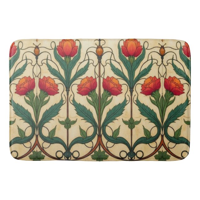 Arts & Crafts Craftsman och Mission fris blom- Badrumsmatta (Framsidan)