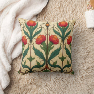 Arts & Crafts Craftsman och Mission fris blom- Kudde