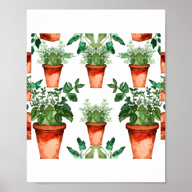 Arts & Crafts Kitchen Herbs Pattern Poster (Framsidan)