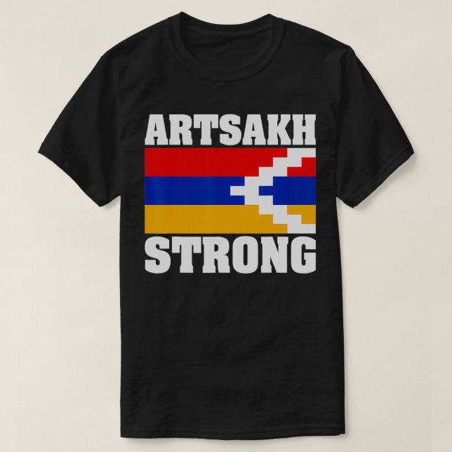 Artsakh Strong Armenia Flagga Färg T Shirt (Design framsida)