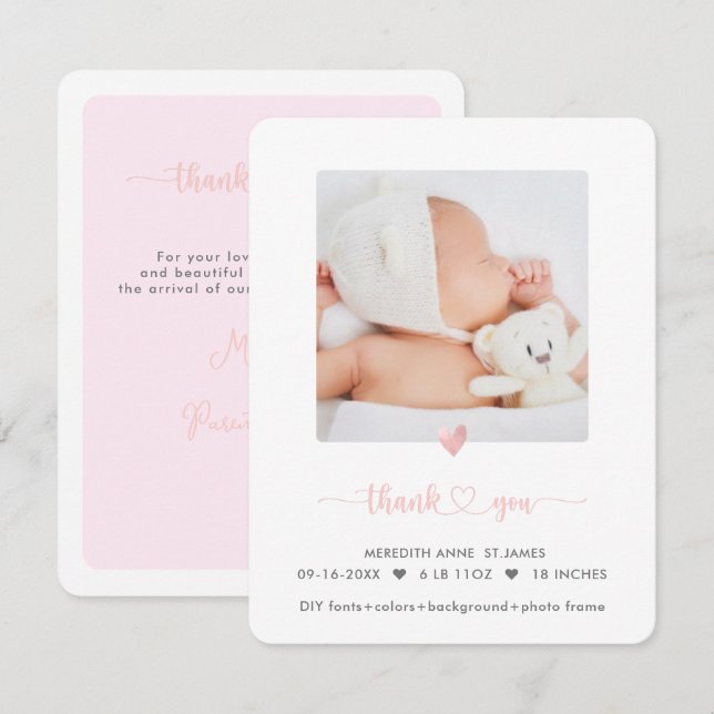 ArtsApp Baby Shower Tacksamhet + Födelseannons Inbjudningar (Fram/baksida)
