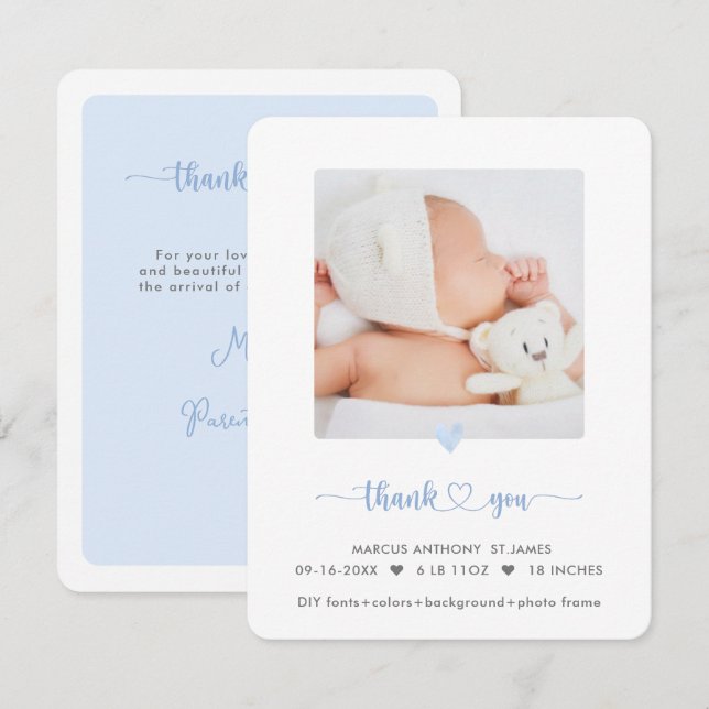 ArtsApp Baby Shower Tacksamhet + Födelseannons Inbjudningar (Fram/baksida)