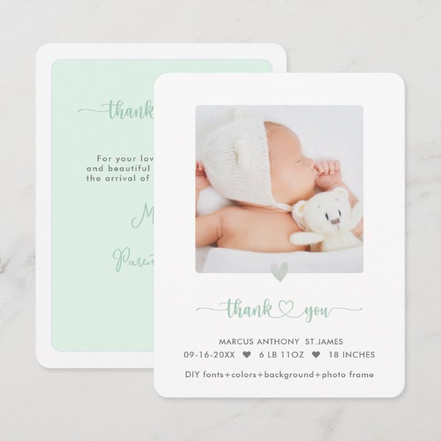 ArtsApp Baby Shower Tacksamhet + Födelseannons Inbjudningar (Fram/baksida)