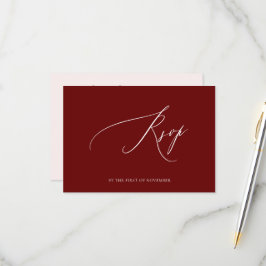 ArtsApp Elegant Burgundy RSVP Lyxig Kalligrafi OSA Kort