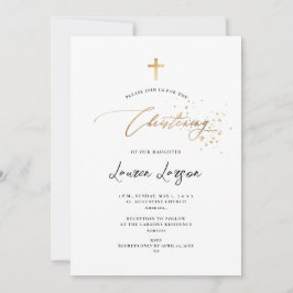 ArtsApp Elegant Faux Guld Calligraphy Christening Inbjudningar